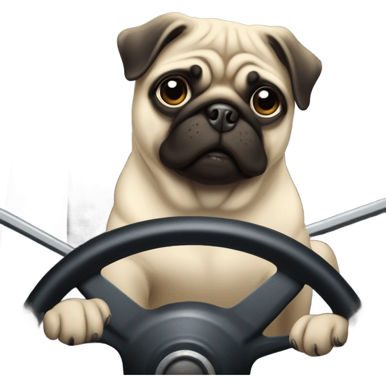 Pug driving semi truck emoji