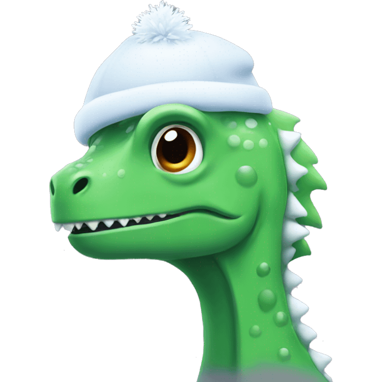 Dino with snow hat emoji