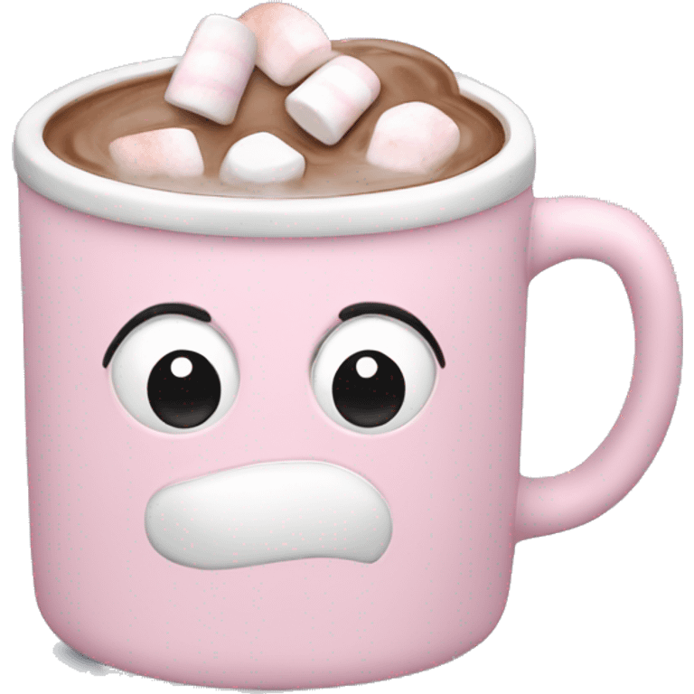 Light Pink mug of hot chocolate with marshmallows  emoji