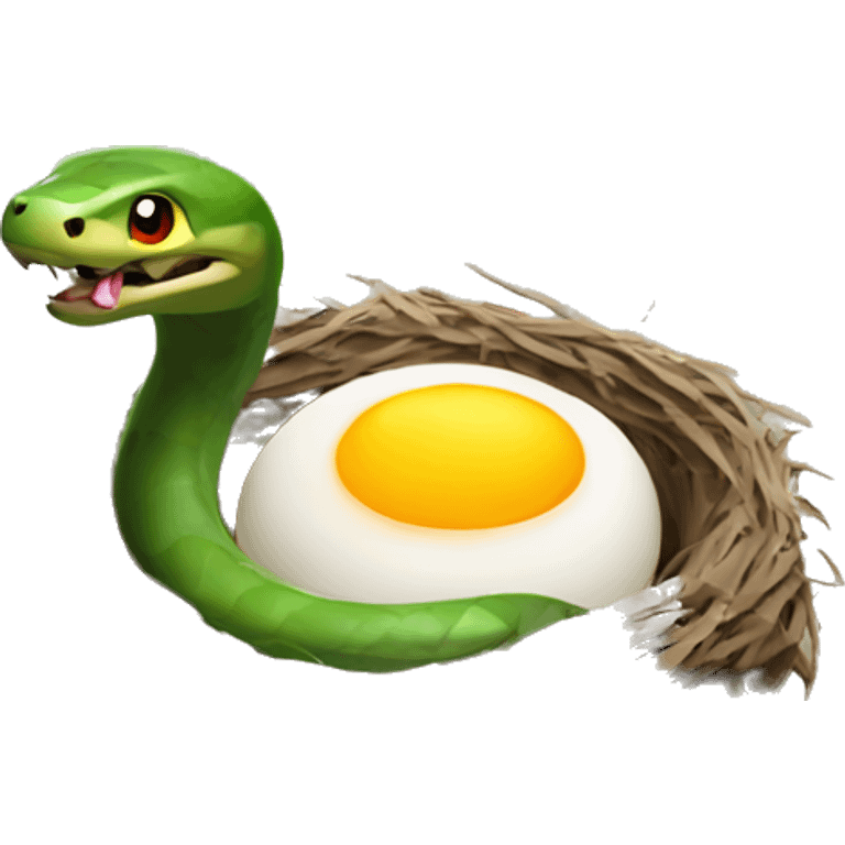 Snake eating eggs in a bird nest emoji