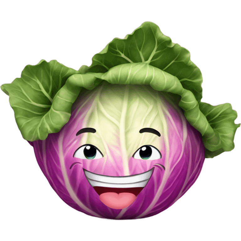 pink cabbage smiling emoji