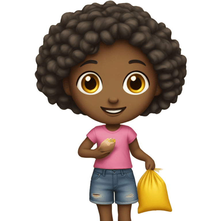 Little girl that uses a corn-hole bag as her favorite doll emoji