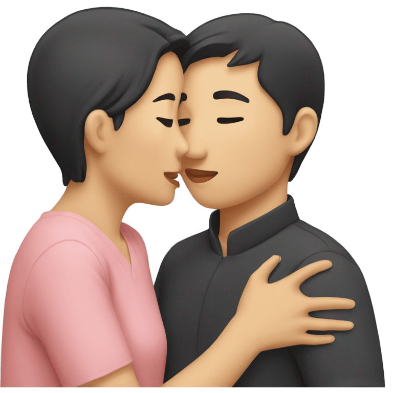 Asians kissing emoji