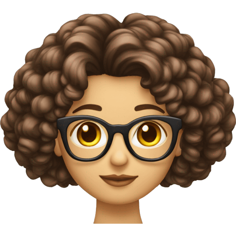 Cheveux mi-long brun lunette  emoji