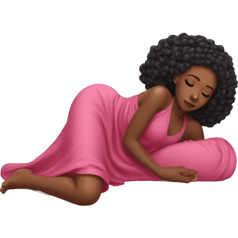 a black woman laying on the floor, red braids sick, pink gown emoji