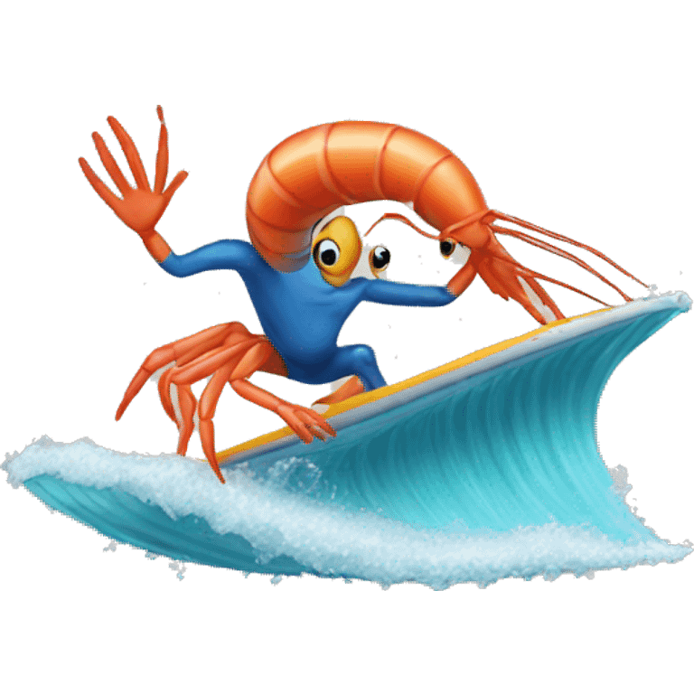 Shrimp surfing emoji