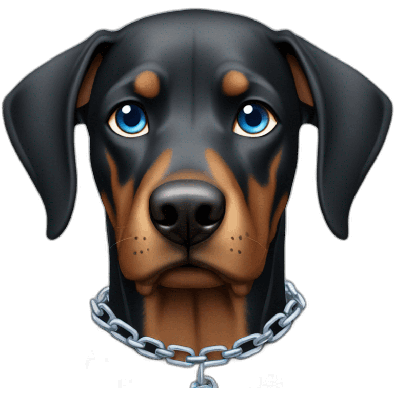 Doberman wearing chains angry with blue eyes emoji