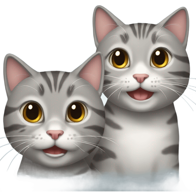 Two happy grey tabby cats emoji