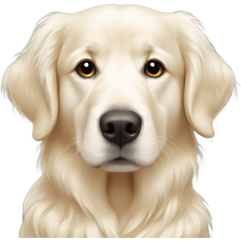 English creme golden retriever with stars around it emoji