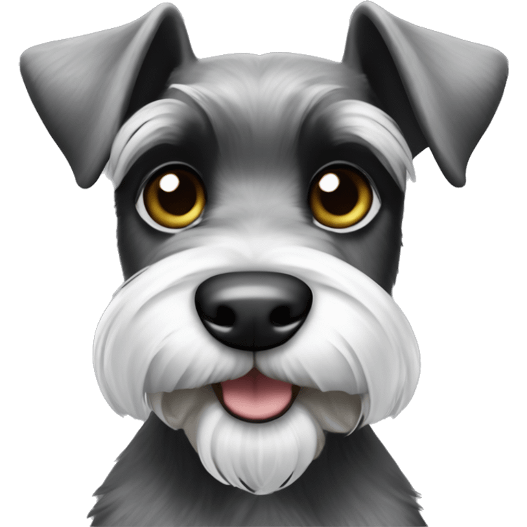 Mini schnauzer black & white playing with grey ears emoji