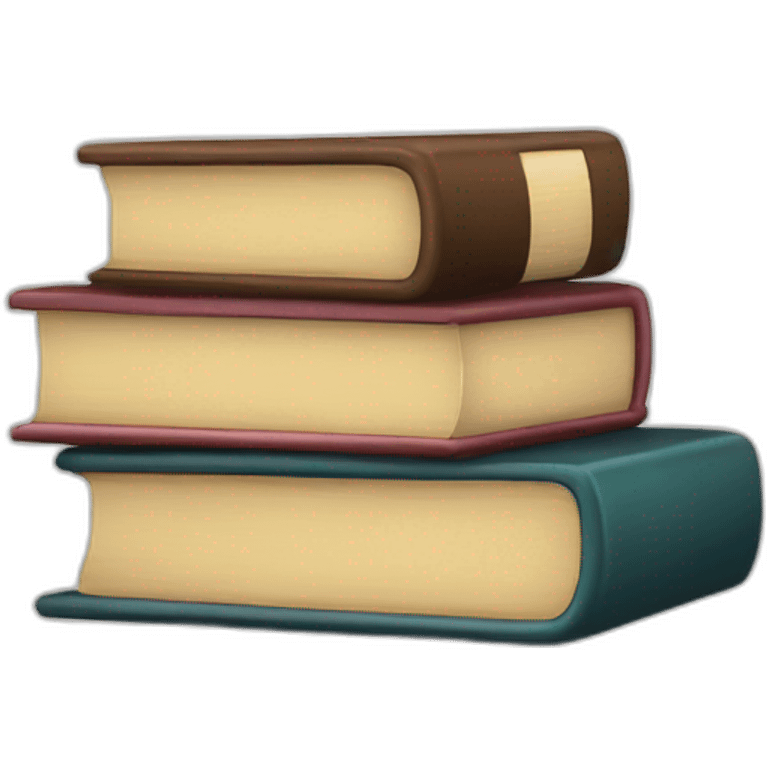 three selstanding books with different size and thick with one book inclined emoji