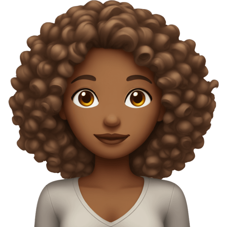 brown skin girl with curly hair  emoji