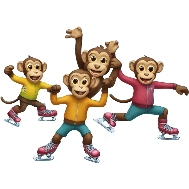 Ice skating monkeys  emoji