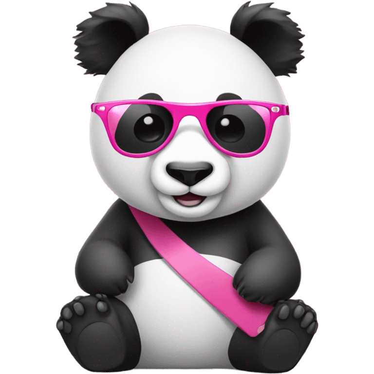 Panda with pink sunglasses at the beach  emoji