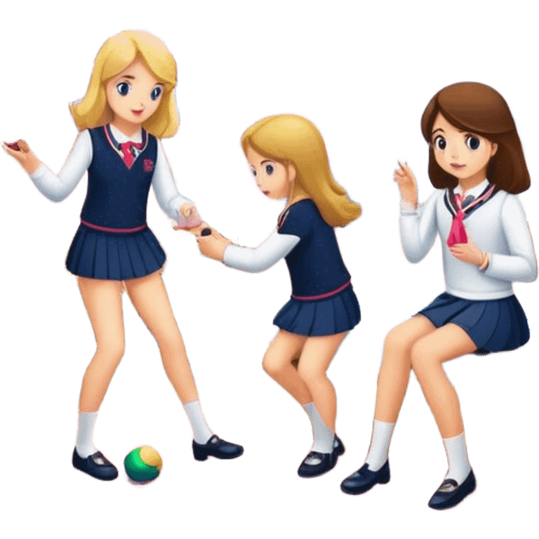 Girls playing in the preppy room emoji