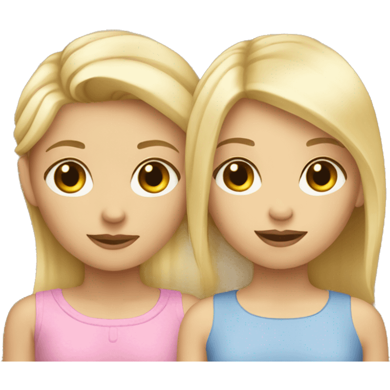 Short blond hair girl with another long blond girl emoji