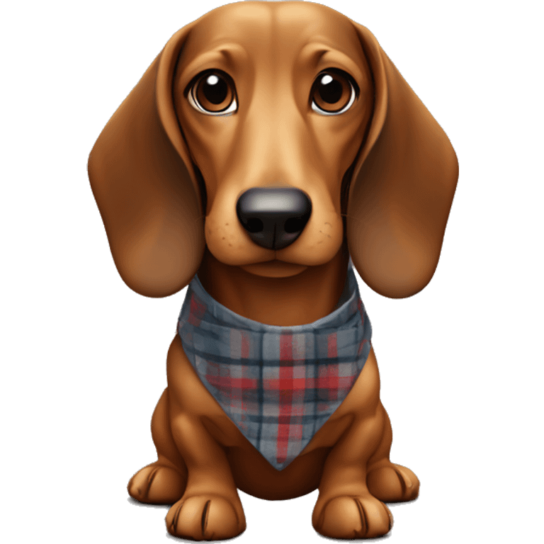 a dachshund with a plaid emoji