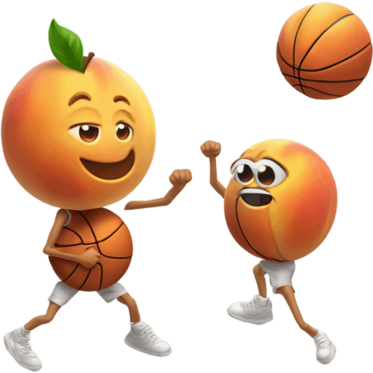 Two Humanoid peaches playing basketball  emoji