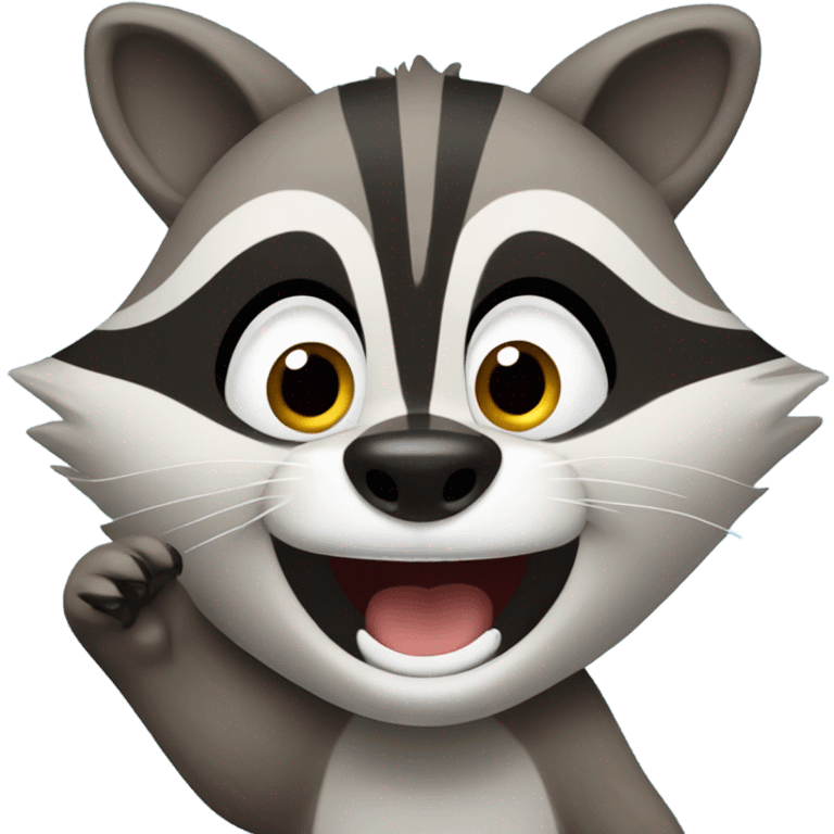 Raccoon cheering  emoji