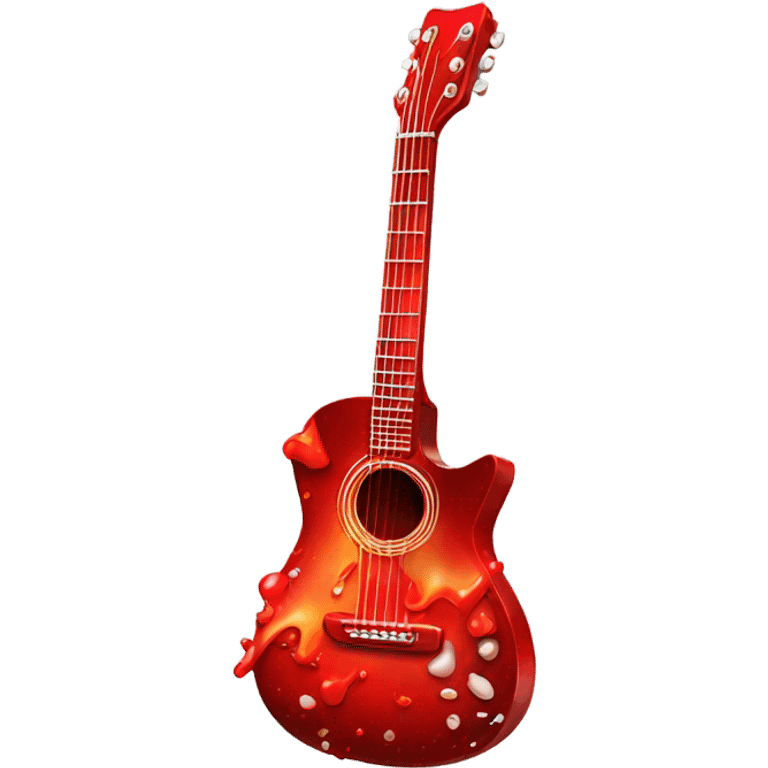 Guitar splashed with red emoji