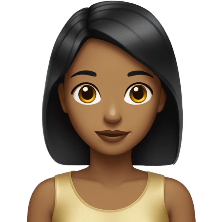 Black-hair girl with gold chihuahua emoji