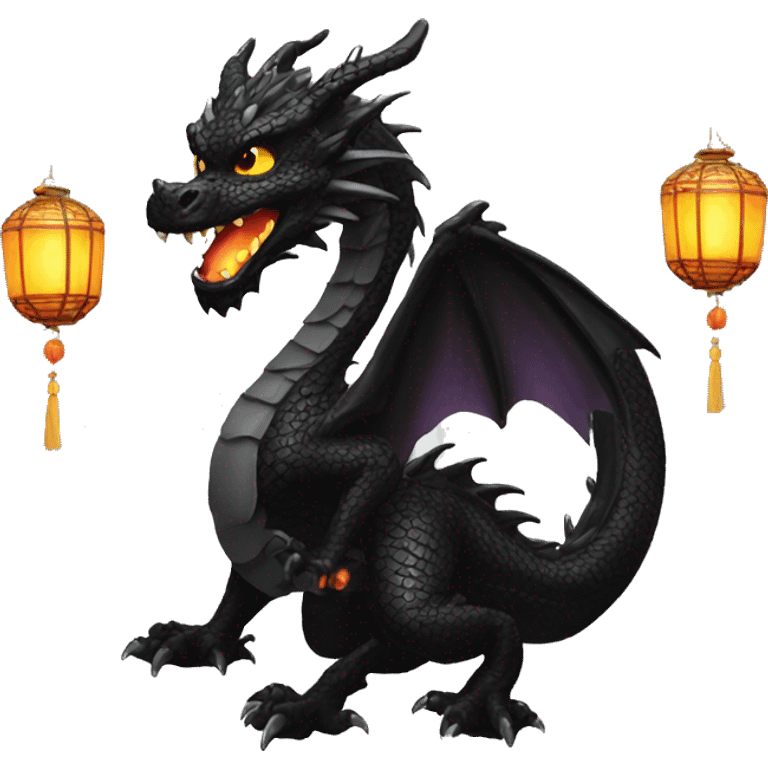 Black Dragon with lanterns on its tail emoji