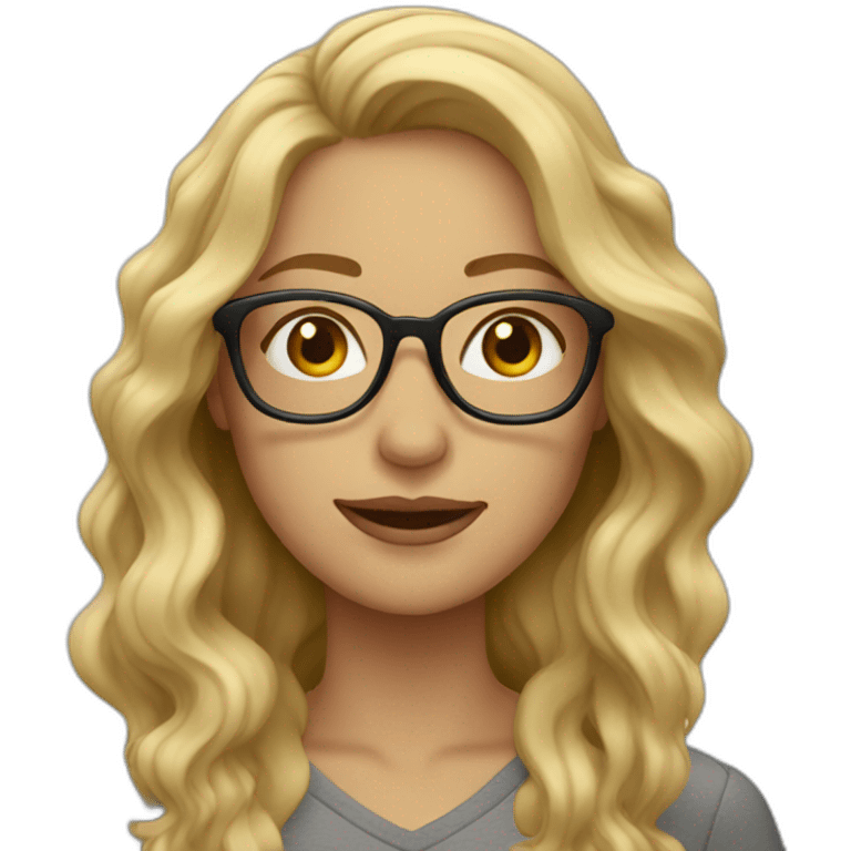 woman with wavy long blonde hair wearing glasses emoji