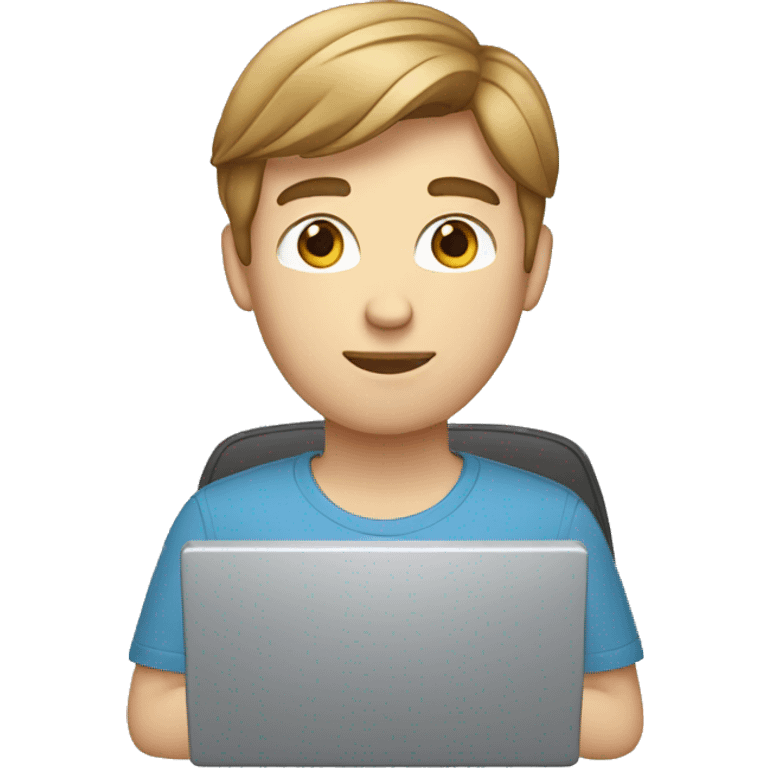 guy with light brown hair and blue eyes typing on a computer emoji