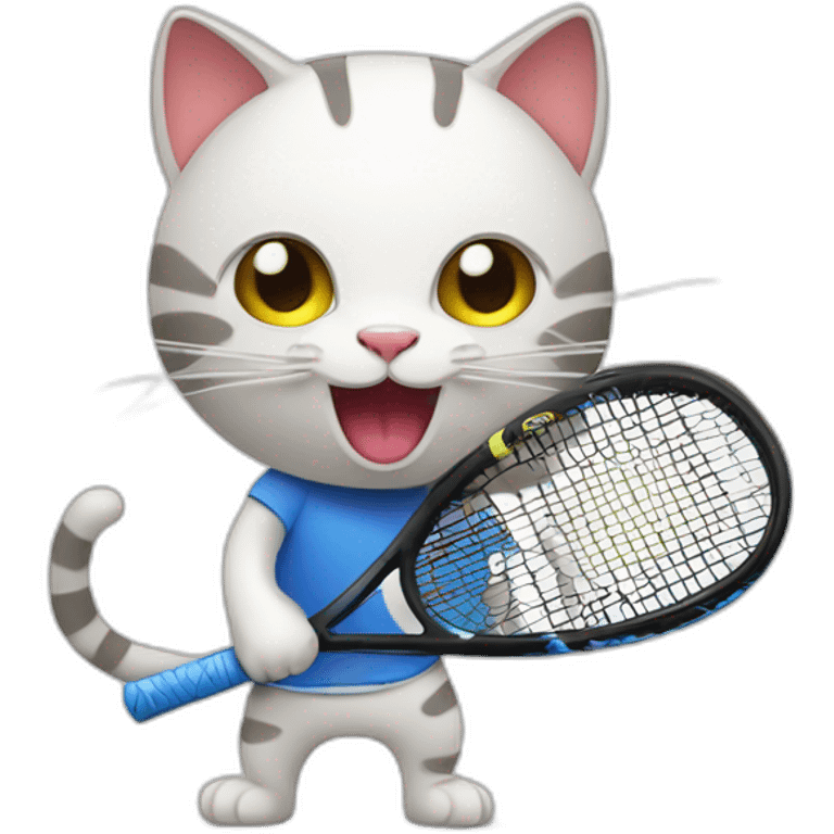 cat playing padel tennis emoji