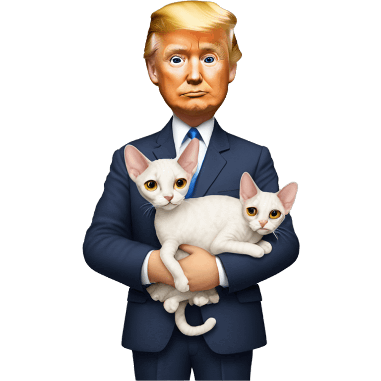 Donald trump holding a Devon Rex cat in his arms emoji