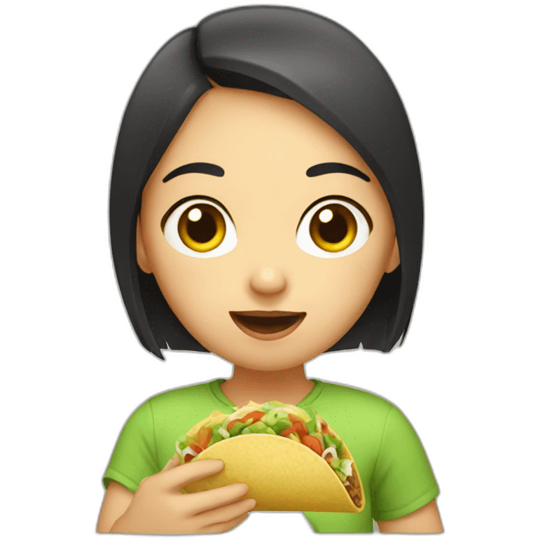 asian girl eating a taco emoji