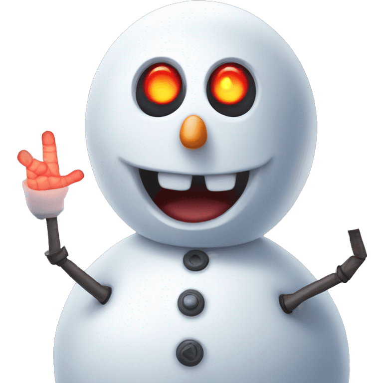 mechanical snowman with glowing red eyes emoji