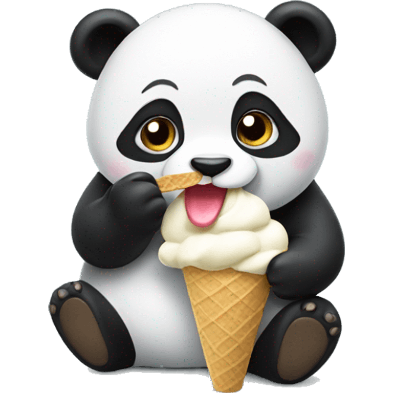 Panda eating ice cream emoji