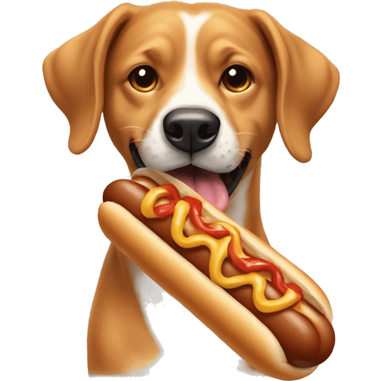 Dog eating a hotdog emoji