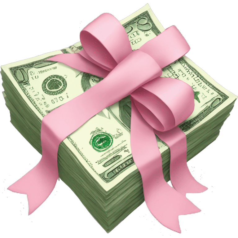 money stack with light pink bow emoji