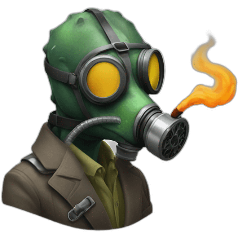 Gas mask dinosaur smoking  emoji