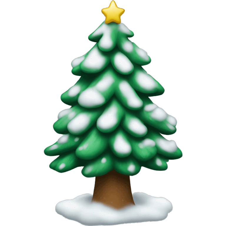 a christmas tree with a bit of white snow on it emoji