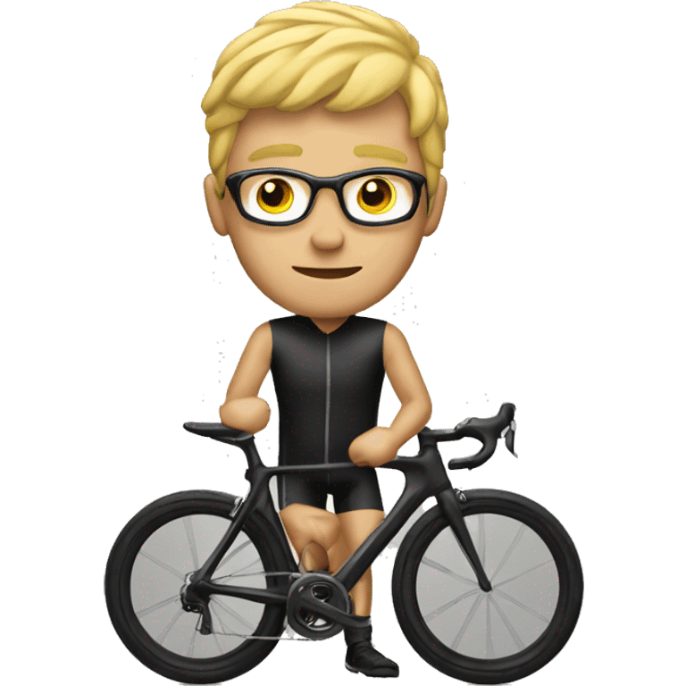 Blonde man on road bike emoji