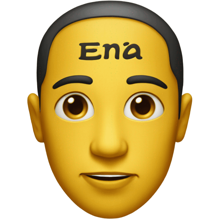 Yellow emoji face with the letters “LA” tattooed in the middle of the forehead emoji