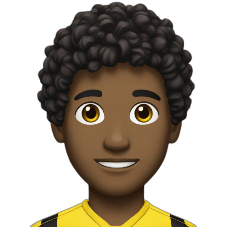 Borussia Dortmund player with a brown skin black short black curly hair emoji