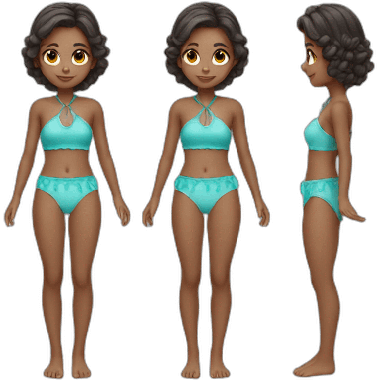 full body little girl sharkini cute adorable emoji