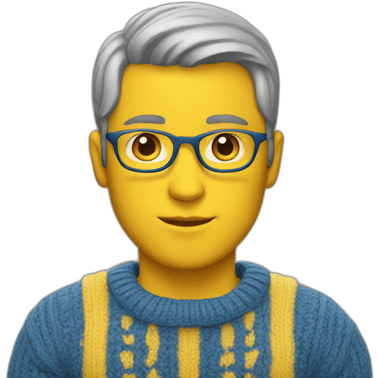 White Man in blue and yellow sweater emoji