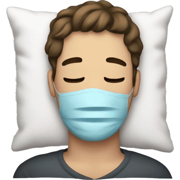 A man have mask and sleeping on bed emoji