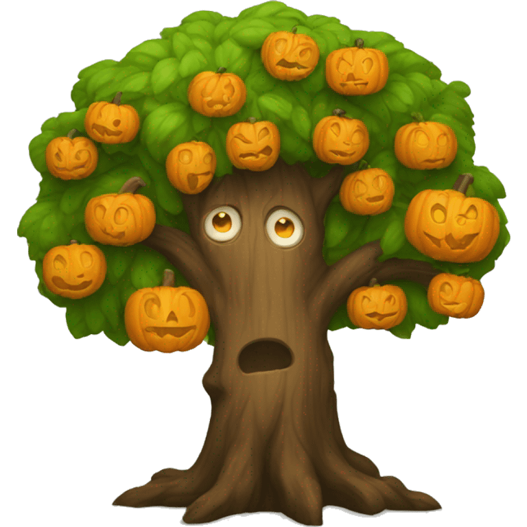  tree with jackolantern face emoji