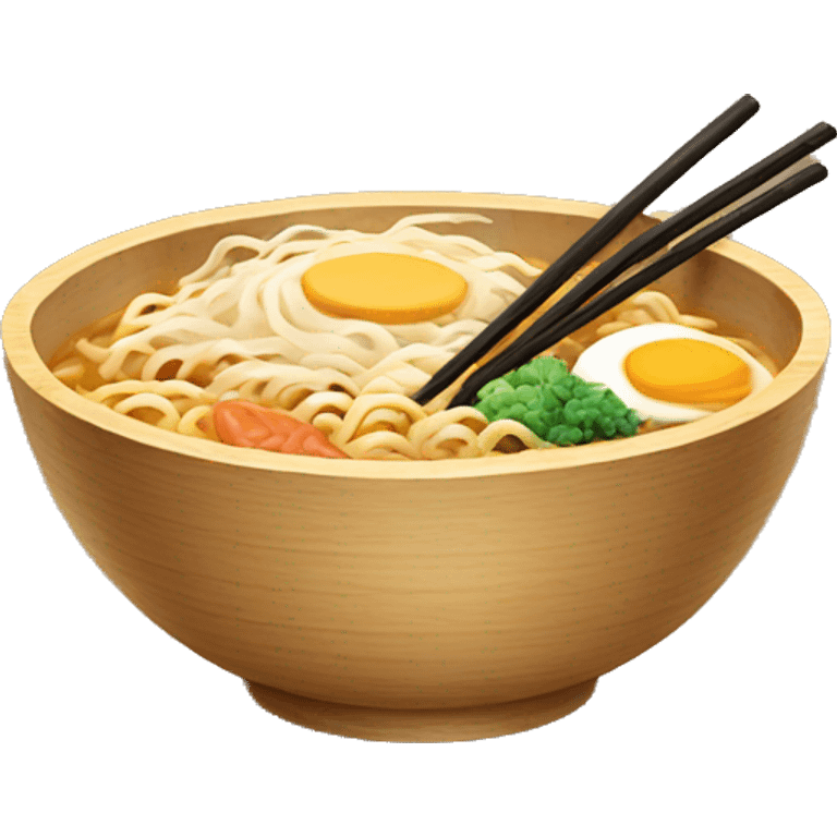 wooden bowl of ramen emoji