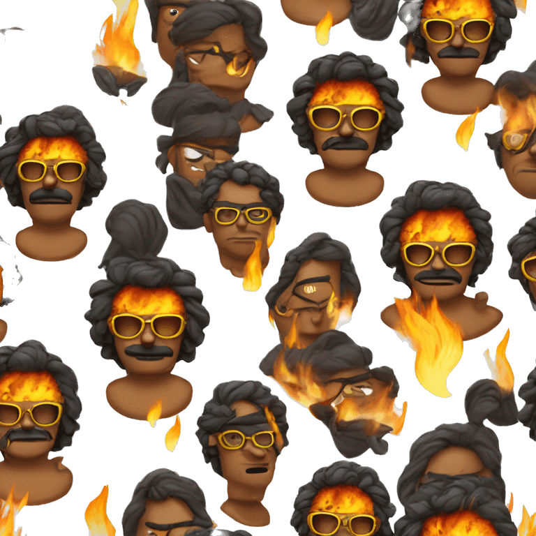 Indian man made of fire hair and wearing black spectacle  emoji