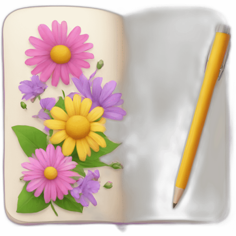 A beautiful notebook with flowers emoji