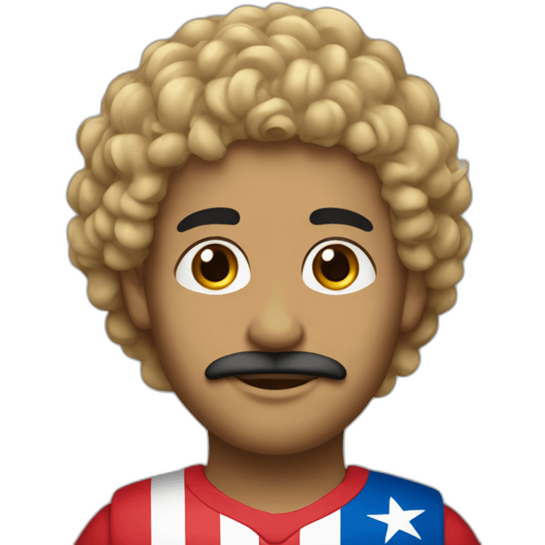 Puerto Rican with curly hair and blonde tips with a small mustache emoji