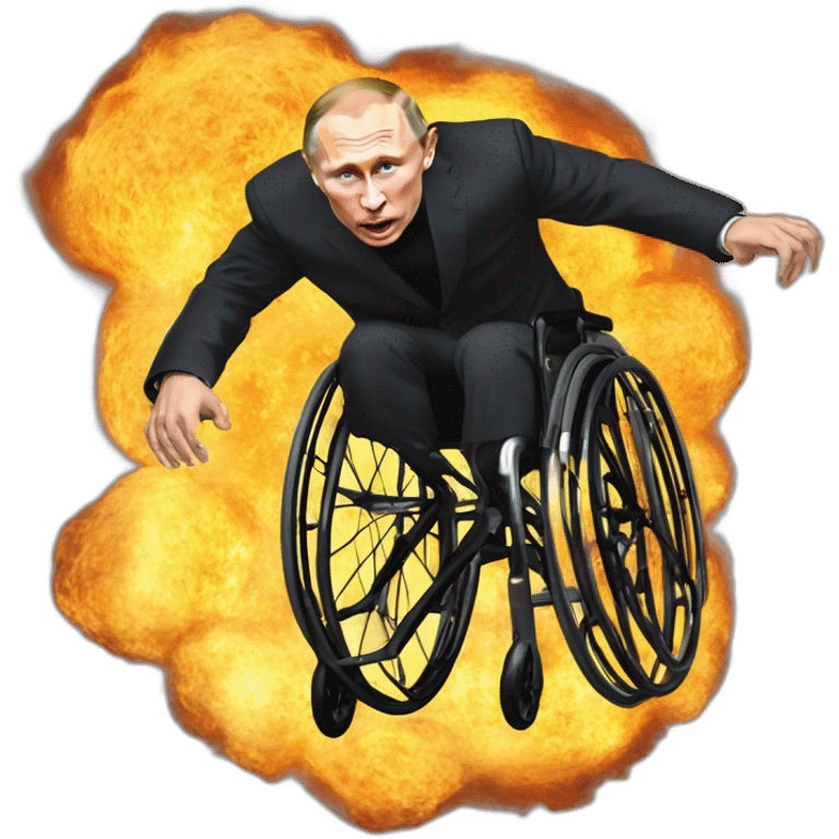 Furious vladimir putin monke wheelchair jumps through fire ring emoji