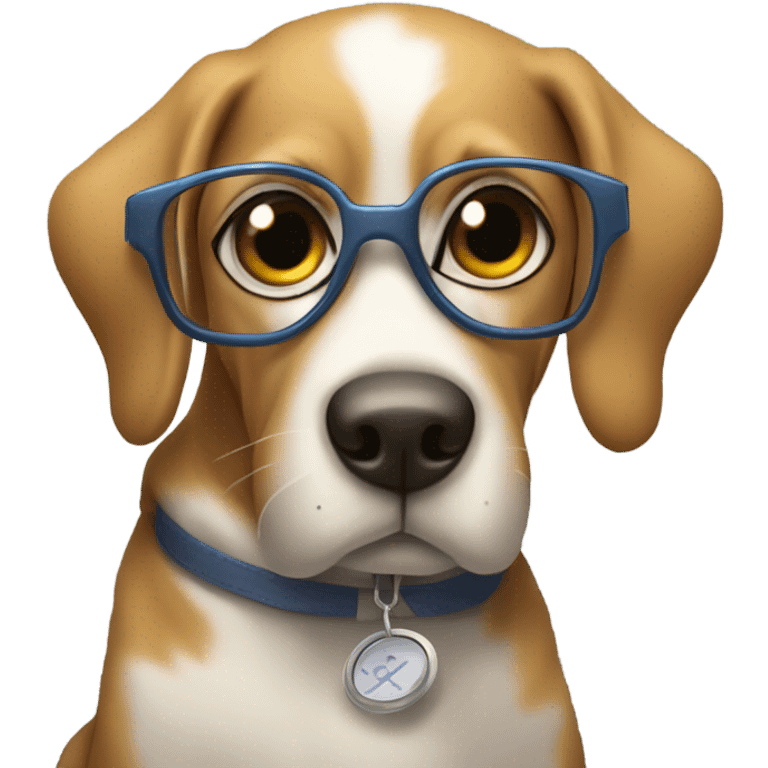 Dog giving an eye exam emoji